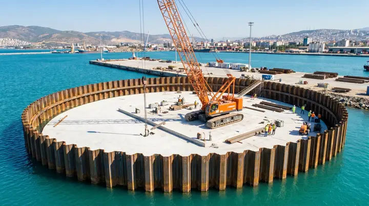 Muğla Palplanş: deniz içinde dairesel palplanş batardo